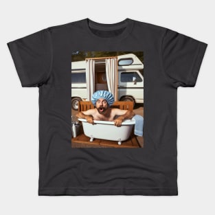 Funny Camping Present Bathtub Camper Guy Kids T-Shirt